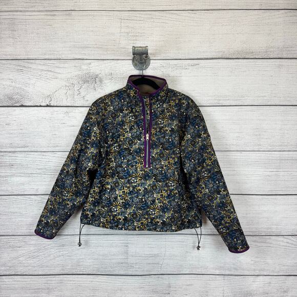 Current Air Women's Floral Blue & Tan Sherpa Reversible Jacket Size XS - Picture 1 of 12